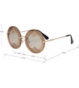 Round Stylish Fashion Womens Circle Round Heart Shape Party Sunglasses for Women 7011 - Brown - C718R6TDCAM $34.85