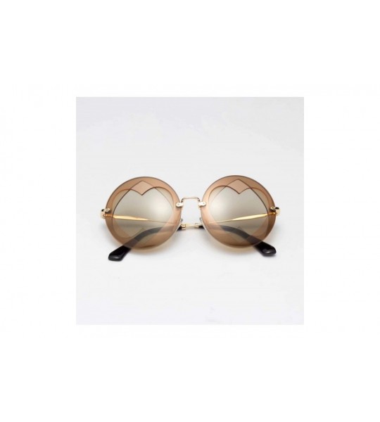 Round Stylish Fashion Womens Circle Round Heart Shape Party Sunglasses for Women 7011 - Brown - C718R6TDCAM $34.85