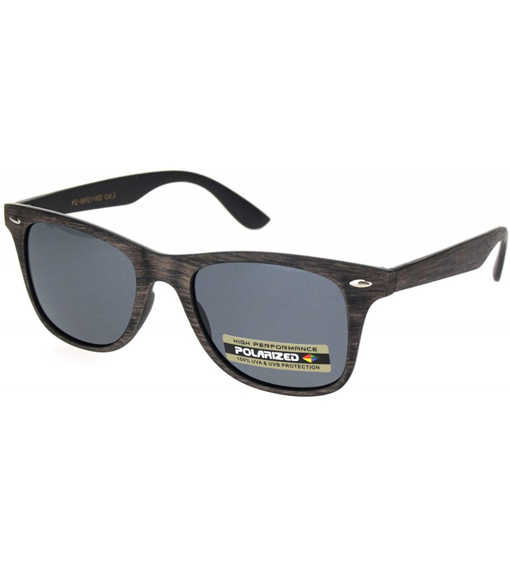 Rectangular Mens Polarized Hipster Wood Grain Print Plastic Rectangular Sunglasses - Brown Wood Black - CU18ONI0KLM $22.90