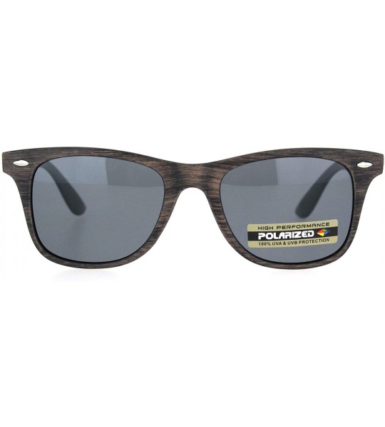 Rectangular Mens Polarized Hipster Wood Grain Print Plastic Rectangular Sunglasses - Brown Wood Black - CU18ONI0KLM $22.90