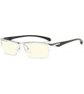 Semi-rimless Blue Light Blocking-Anti-UV Computer Glasses Frame Al-Mg Half Frame Anti-blue-rays Goggles - Silver - CG189IXGWK...