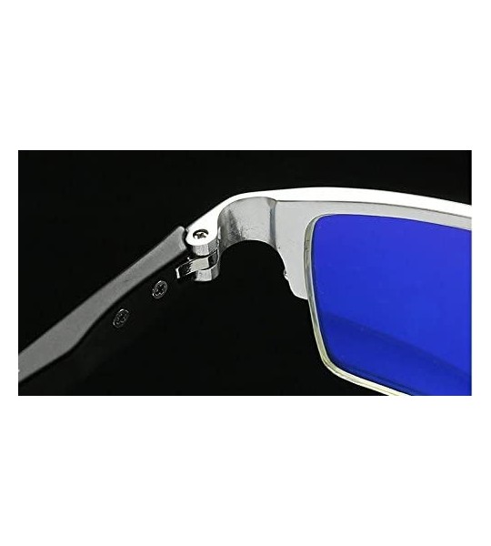 Semi-rimless Blue Light Blocking-Anti-UV Computer Glasses Frame Al-Mg Half Frame Anti-blue-rays Goggles - Silver - CG189IXGWK...