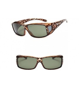 Wrap Unisex Rectangular Frame Side Shield Fit Over Polarized Sunglasses - Light Brown Tortoise - CF185X73GDY $30.84