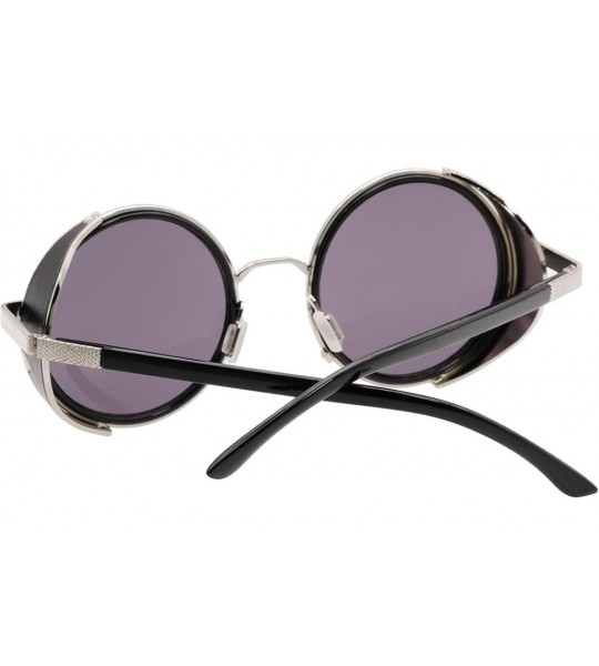 Goggle Vintage Steampunk Round Sunglasses Side Shields For Men Women - Silver-black - CT18XT42U3N $23.43