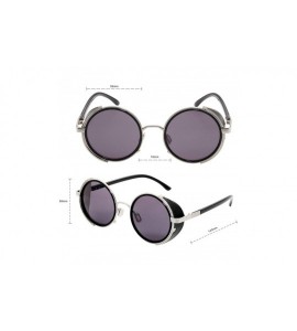 Goggle Vintage Steampunk Round Sunglasses Side Shields For Men Women - Silver-black - CT18XT42U3N $23.43