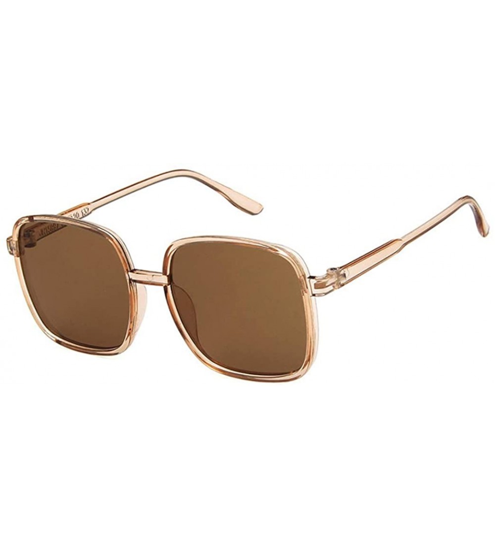 Square Unisex Sunglasses Fashion Bright Black Grey Drive Holiday Square Non-Polarized UV400 - Champagne Brown - C418RLWA83I $...
