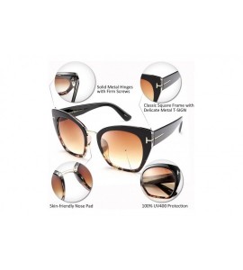 Oversized Retro Oversized Cateye Sunglasses Leopard Frame with Delicate Metal T-SIGN for Women B2576 - 6 - CA196H7UAZH $29.91