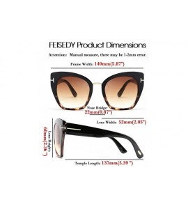 Oversized Retro Oversized Cateye Sunglasses Leopard Frame with Delicate Metal T-SIGN for Women B2576 - 6 - CA196H7UAZH $29.91