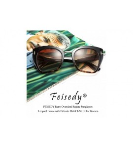 Oversized Retro Oversized Cateye Sunglasses Leopard Frame with Delicate Metal T-SIGN for Women B2576 - 6 - CA196H7UAZH $29.91