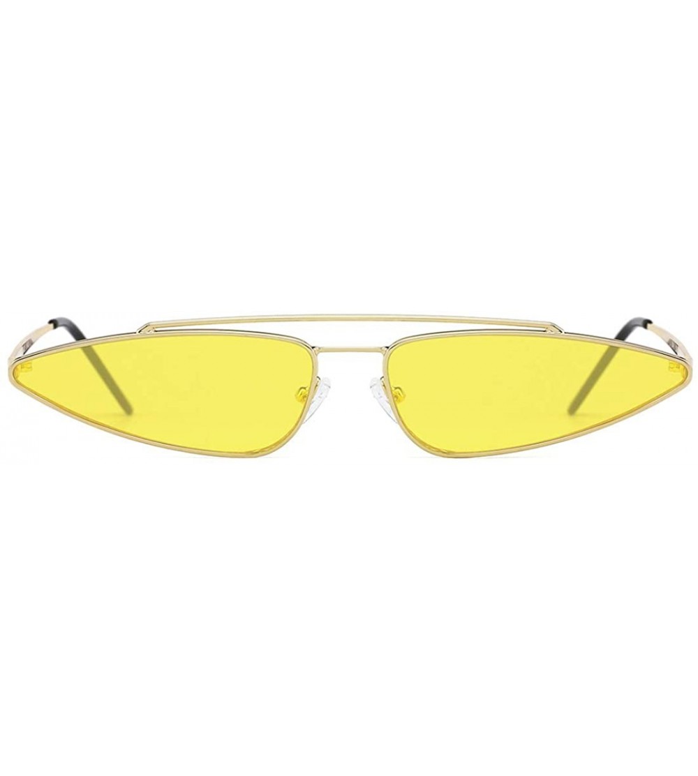 Rectangular Fashion Vintage Sunglasses for Women Slender Metal Frame Thin Tinted Lenses - Yellow - CK18DN76A5T $35.06