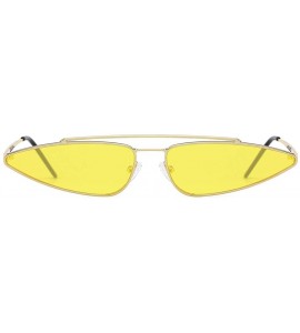 Rectangular Fashion Vintage Sunglasses for Women Slender Metal Frame Thin Tinted Lenses - Yellow - CK18DN76A5T $35.06