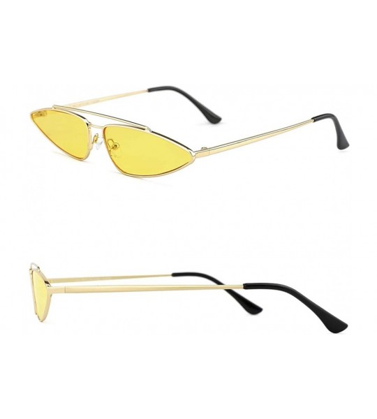 Rectangular Fashion Vintage Sunglasses for Women Slender Metal Frame Thin Tinted Lenses - Yellow - CK18DN76A5T $35.06