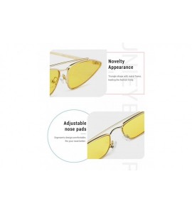 Rectangular Fashion Vintage Sunglasses for Women Slender Metal Frame Thin Tinted Lenses - Yellow - CK18DN76A5T $35.06