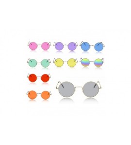 Round Retro Round Sunglasses Small Colored Lens Hippie John Lennon Glasses - 1 Rainbow Mirrored Lens - CC18W66SIAC $20.15