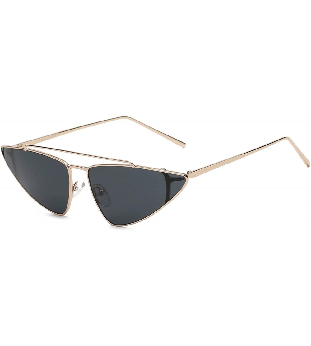 Goggle Women Retro Vintage Metal High Pointed Cat Eye Fashion Sunglasses - Gold/Back - CQ18WR9T2TA $37.12