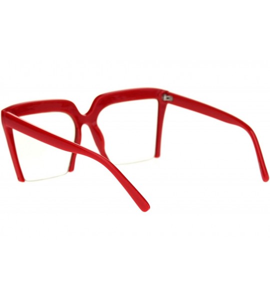 Cat Eye Womens Gold Metal Stud Crop Bottom Oversize Cat Eye Eyeglasses - Red - CC18SR64ED9 $23.32