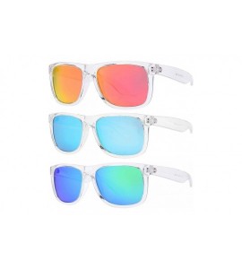 Wayfarer Clear Frame Polarized Square Sunglasses Women Men - UV Protection Color Mirror Lens- Retro Sports Beach - CI190YY79M...