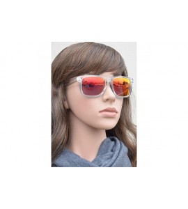 Wayfarer Clear Frame Polarized Square Sunglasses Women Men - UV Protection Color Mirror Lens- Retro Sports Beach - CI190YY79M...