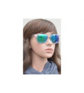 Wayfarer Clear Frame Polarized Square Sunglasses Women Men - UV Protection Color Mirror Lens- Retro Sports Beach - CI190YY79M...