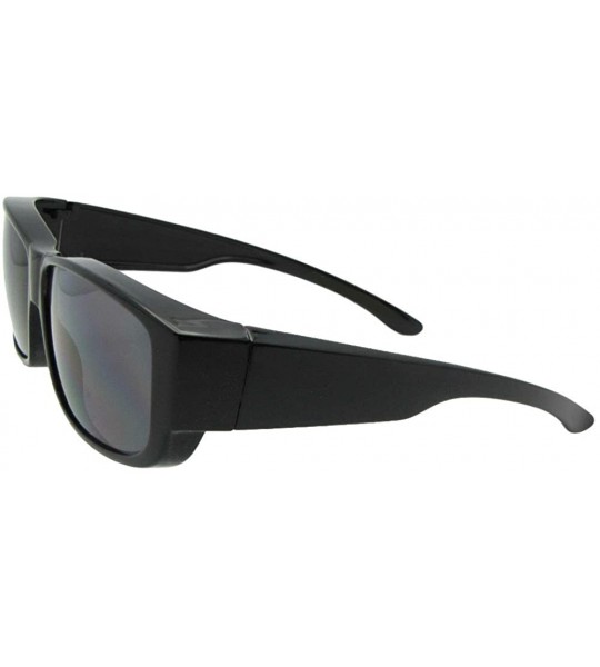 Rectangular Non Polarized Medium Sunglasses Worn Over Glasses F27 - Black Frame Non Polarized Gray Lenses - CH18HDS2TM9 $31.10