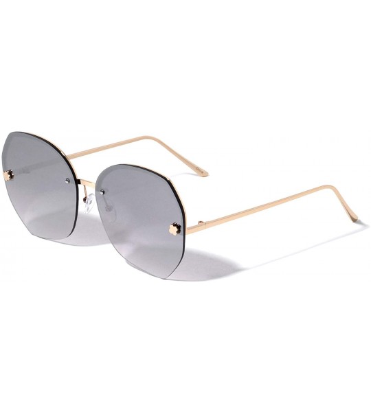 Round Rimless Geometric Round Clover Fashion Sunglasses - Silver - CO196L0244X $26.88