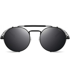 Goggle Steampunk Style Round Vintage Polarized Sunglasses Retro Eyewear UV400 Protection Matel Frame - CN18NG88T9T $23.11