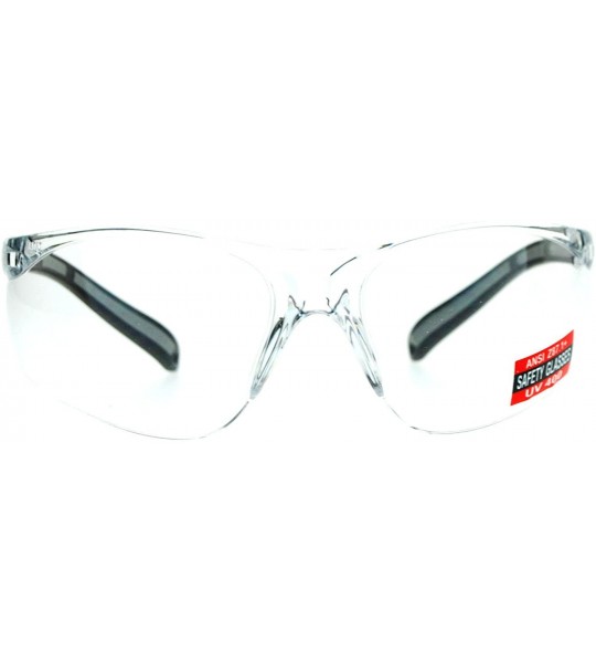 Sport Clear Lens Protective Safety Glasses UV 400 ANSI Z87.1+ Half Rim Sporty - Grey - CN18904N442 $19.16