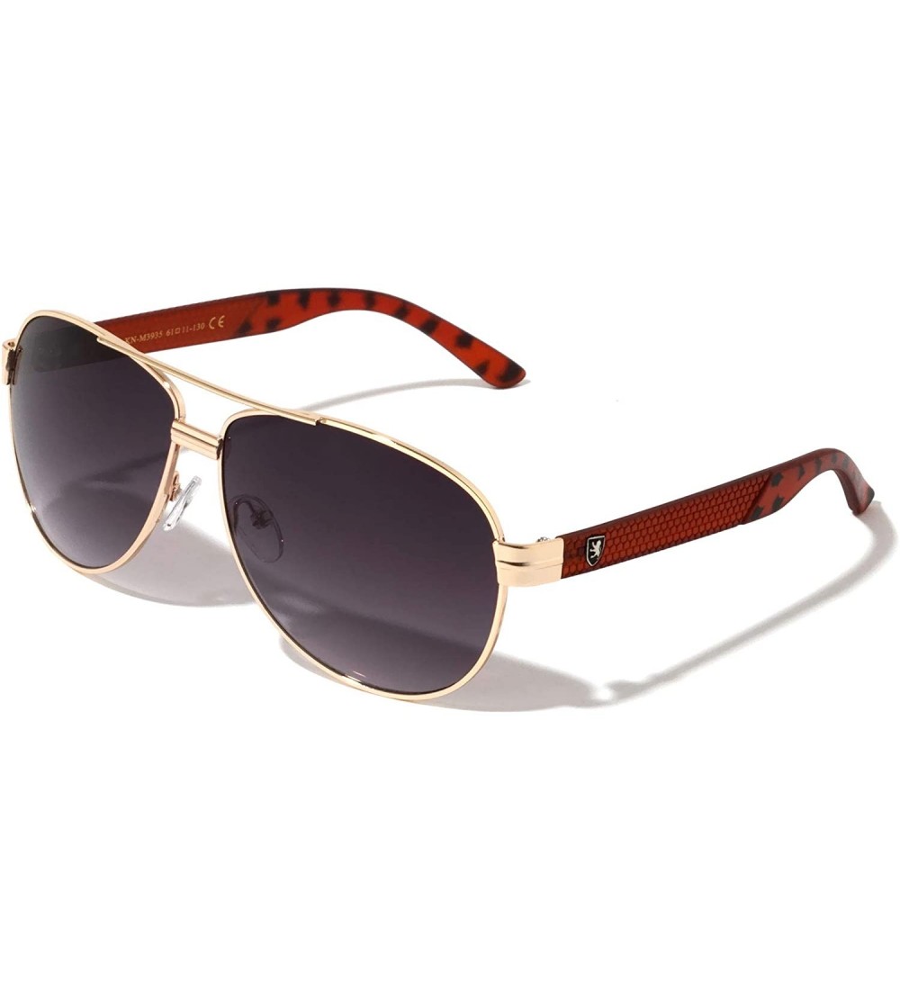 Aviator Texture Temple Classic Aviator Sunglasses - Smoke Brown Demi - C519998E324 $34.79