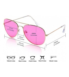 Round Aviator Sunglasses Colored Tinted Lens Glasses Metal UV400 Protection - 2 Pack Pink/Blue - CG18QZKCO7K $28.00