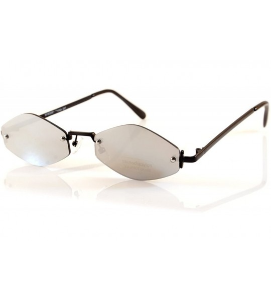 Square Rimless Slim Diamond Hexagonal Tinted Mirrord Flat Lens Sunglasses A170 A175 - (A175) Black Mirror - CG18DI3QI3Q $25.38