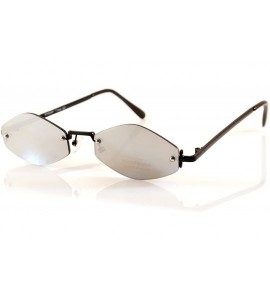 Square Rimless Slim Diamond Hexagonal Tinted Mirrord Flat Lens Sunglasses A170 A175 - (A175) Black Mirror - CG18DI3QI3Q $25.38