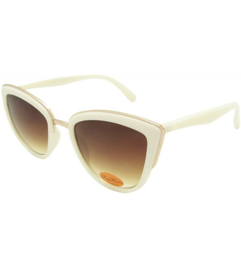 Square Square Metal Trim Sunglasses - White - CF197XNX48X $26.61