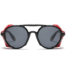 Oval Vintage Women Punk Round Sunglasses Luxury Brand Designer Fashion Side protection Sun Glasses - Black&red - CM18MD669SA ...