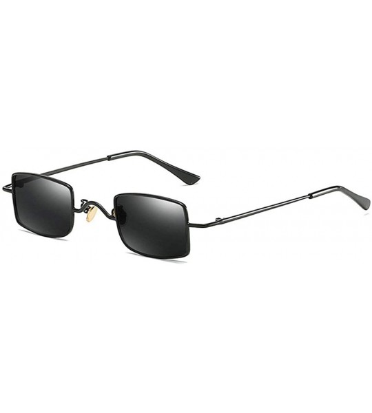 Square 2019 new small square retro unisex light tide vintage metal mini sunglasses UV400 - Black - C018OTOKKWD $24.02