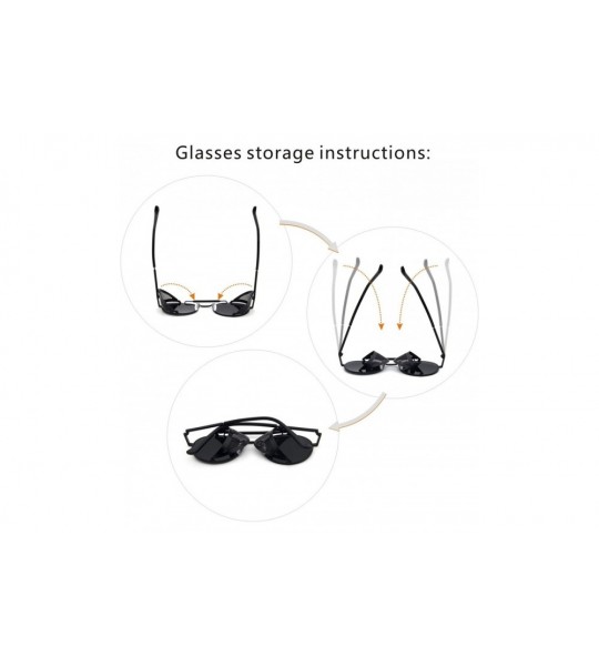 Goggle Steampunk Style Round Vintage Polarized Sunglasses Retro Eyewear UV400 Protection Matel Frame - CN18NG88T9T $23.11