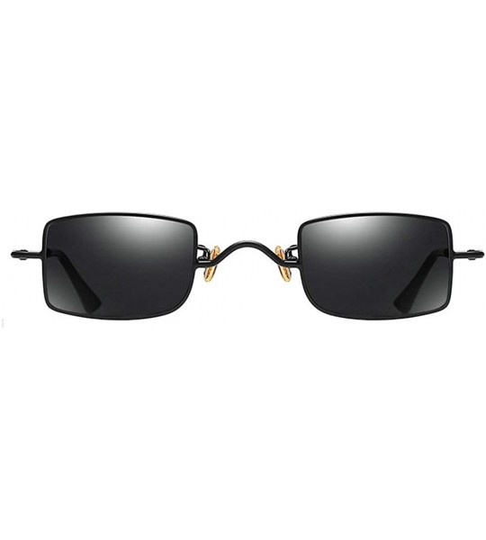 Square 2019 new small square retro unisex light tide vintage metal mini sunglasses UV400 - Black - C018OTOKKWD $24.02