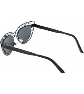 Cat Eye Unique Laser Cut Out Color Mirrored Lens Cat Eye Sunglasses 48mm - Matte Black / Pink Mirror - CK188K0HS30 $24.13