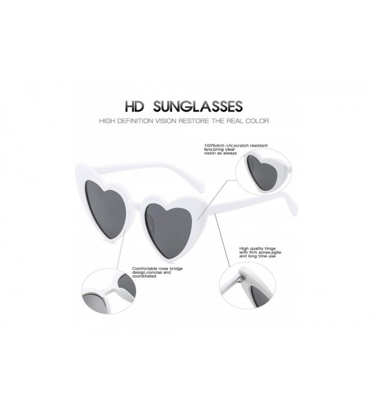 Oversized Heart Sunglasse Polarized Vintage Retro Cat Eye Oversized Glasses UV400 Protection - C418S33AXYW $24.64