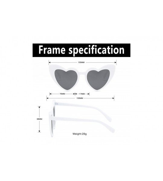 Oversized Heart Sunglasse Polarized Vintage Retro Cat Eye Oversized Glasses UV400 Protection - C418S33AXYW $24.64