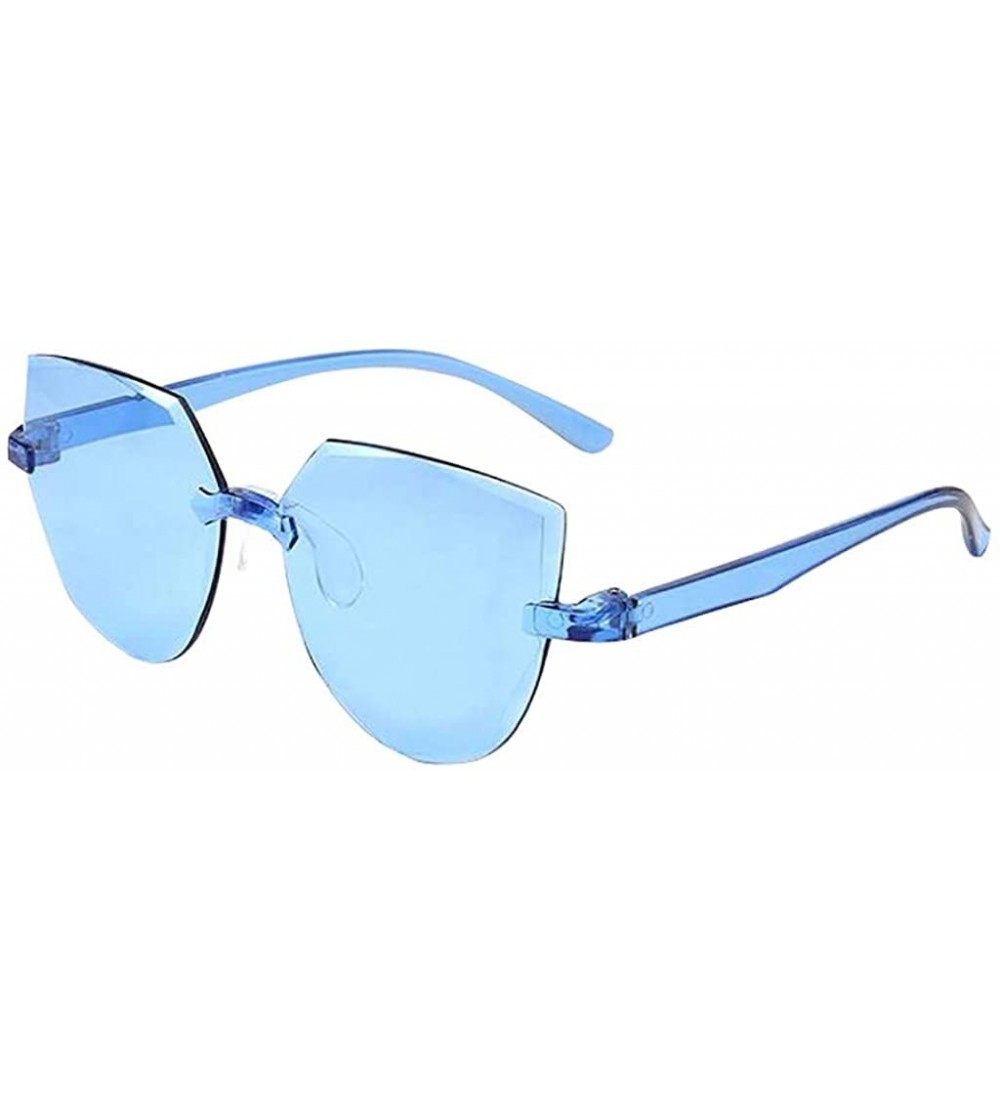 Rectangular Frameless Multilateral Shaped Sunglasses One Piece Jelly Candy Colorful Unisex - E - CZ190G7MXG9 $15.95