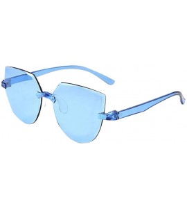 Rectangular Frameless Multilateral Shaped Sunglasses One Piece Jelly Candy Colorful Unisex - E - CZ190G7MXG9 $15.95