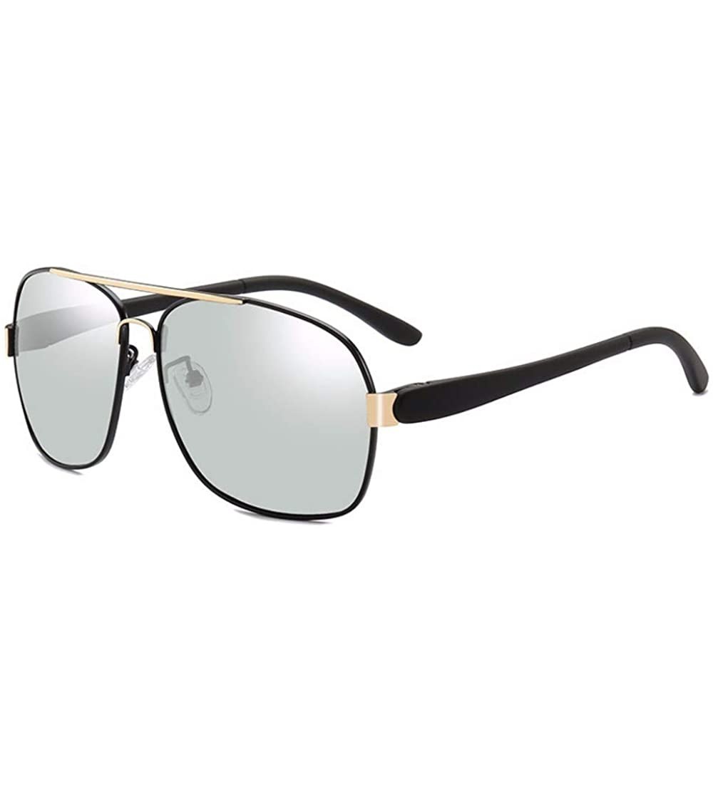 Aviator Auto-discoloring polarizing driver driving toad mirror day and night metal sunglasses - B - CD18QR72HH9 $70.06