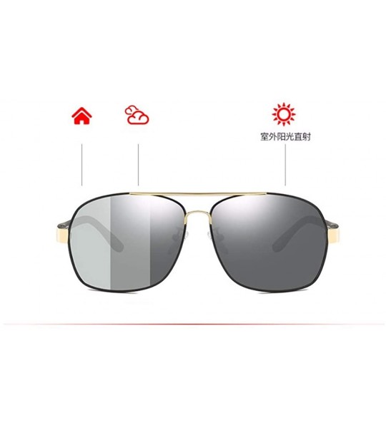 Aviator Auto-discoloring polarizing driver driving toad mirror day and night metal sunglasses - B - CD18QR72HH9 $70.06