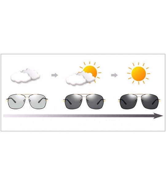 Aviator Auto-discoloring polarizing driver driving toad mirror day and night metal sunglasses - B - CD18QR72HH9 $70.06