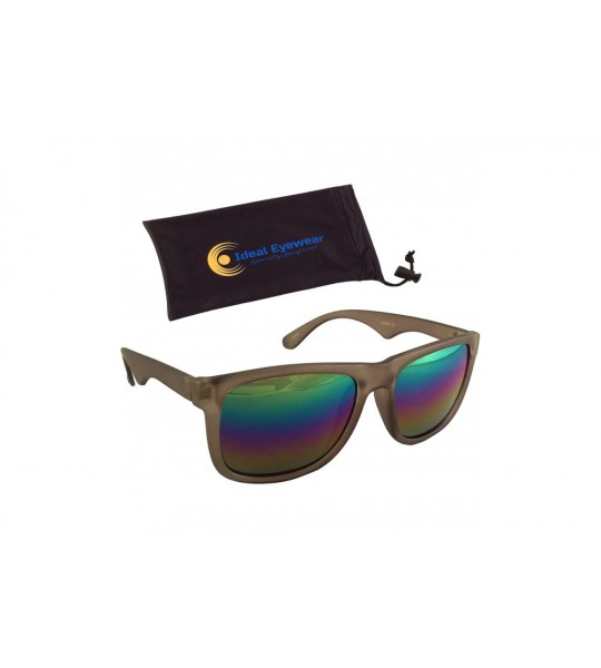 Round Rainbow Reflective Sunglasses - Mirrored Rainbow Lens - Retro Style - UV400 - Gray - CT18E93WA6N $27.73