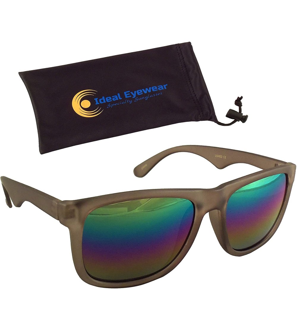 Round Rainbow Reflective Sunglasses - Mirrored Rainbow Lens - Retro Style - UV400 - Gray - CT18E93WA6N $27.73