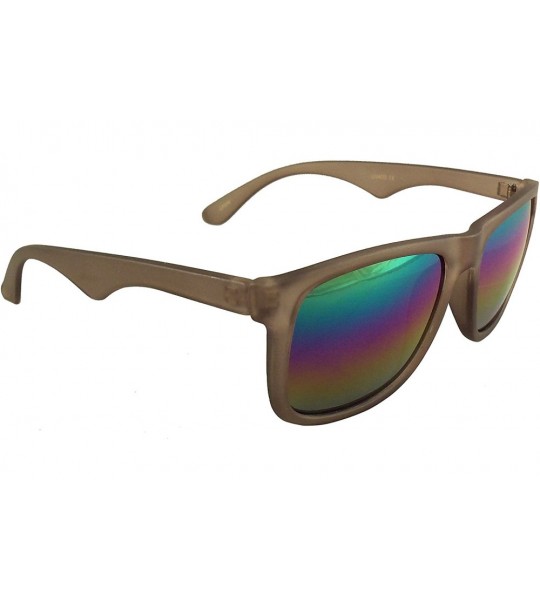 Round Rainbow Reflective Sunglasses - Mirrored Rainbow Lens - Retro Style - UV400 - Gray - CT18E93WA6N $27.73