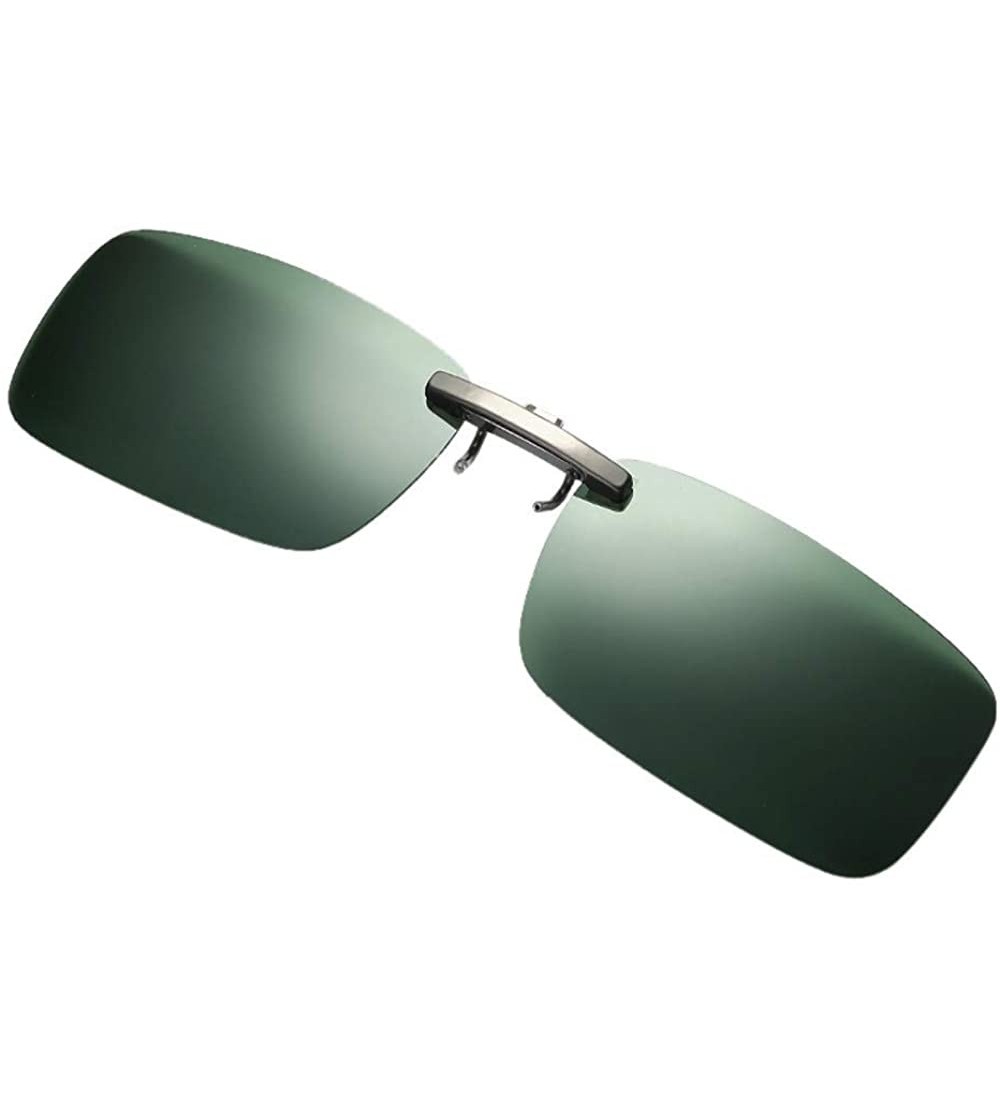 Oval Detachable Night Vision Lens Driving Metal Polarized Clip On Glasses Sunglasses - Green - CP18TLXQK2Y $16.29