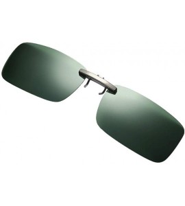 Oval Detachable Night Vision Lens Driving Metal Polarized Clip On Glasses Sunglasses - Green - CP18TLXQK2Y $16.29