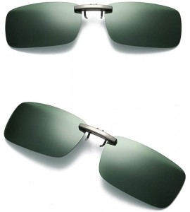 Oval Detachable Night Vision Lens Driving Metal Polarized Clip On Glasses Sunglasses - Green - CP18TLXQK2Y $16.29